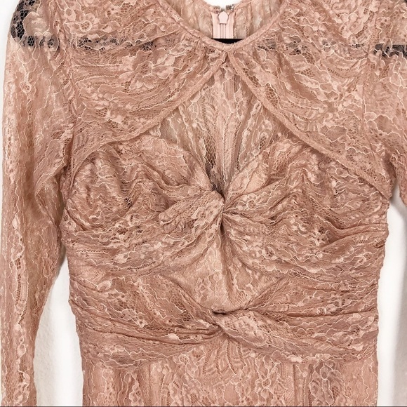 Alice McCall Not Your Girl Twist Sheer Lace Mini Dress Blush Pink Tan Cocktail - Picture 5 of 7